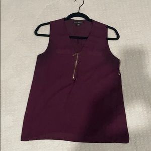 Burgundy front zip blouse